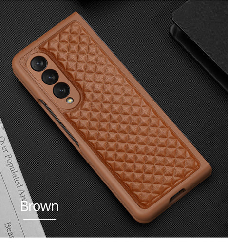Samsung Galaxy Z Fold 4 Luxury Woven Pattern Premium Case Samsung Galaxy Z Fold 4 Brown
