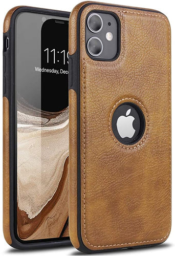 iPhone 11 Luxury Leather Case Protective Back Cover (Brown)