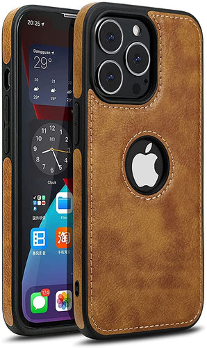 Apple iPhone 14 Luxury Leather Case Protective Back Cover (Brown)