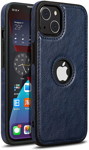 Apple iPhone 13 Luxury Leather Case Protective Back Cover (Blue)
