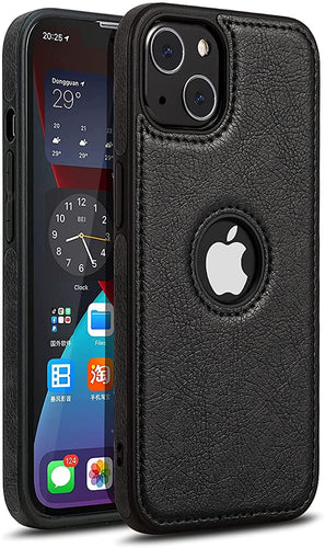 Apple iPhone 13 Luxury Leather Case Protective Back Cover (Black)