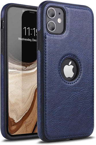 iPhone 11 Luxury Leather Case Protective Back Cover (Blue)