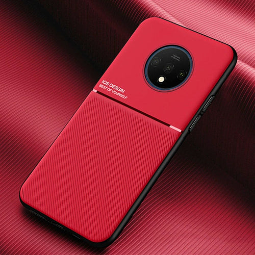 Oneplus 7T Pro IQS Design Soft Leather Texture Case With Magnetic Car Vent For Oneplus 7T Pro Red