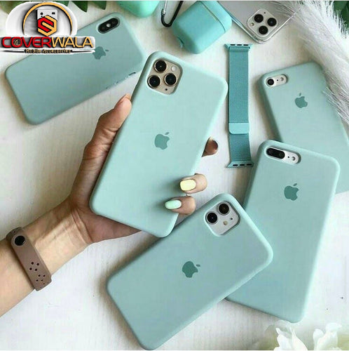 iPhone 14 Pro Liquid Silicone Soft Case inner Cloth Back Cover MINT GREEN