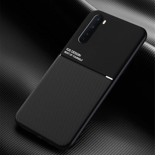Oneplus Nord IQS Design Soft Leather Texture Case With Magnetic Car Vent For Oneplus Nord Black