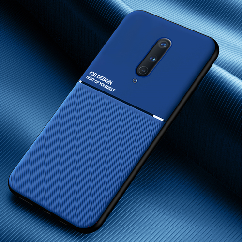 Oneplus 8 Pro IQS Design Soft Leather Texture Case With Magnetic Car Vent For Oneplus 8 Pro Blue