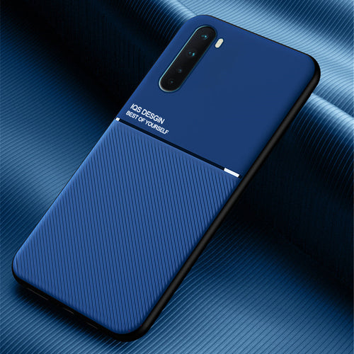 Oneplus Nord IQS Design Soft Leather Texture Case With Magnetic Car Vent For Oneplus Nord Blue
