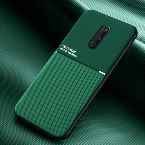 Oneplus 8 Pro IQS Design Soft Leather Texture Case With Magnetic Car Vent For Oneplus 8 Pro Green