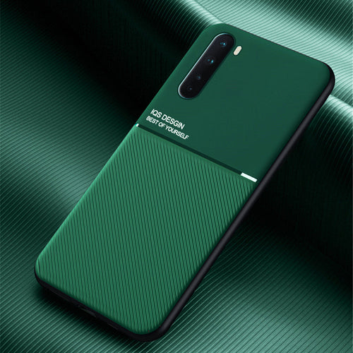 Oneplus Nord IQS Design Soft Leather Texture Case With Magnetic Car Vent For Oneplus Nord Green