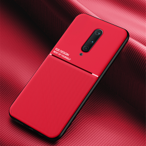 Oneplus 8 Pro IQS Design Soft Leather Texture Case With Magnetic Car Vent For Oneplus 8 Pro Red