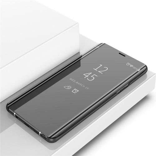 S9 Mirror Clear View Flip Phone Back Case for Samsung Galaxy S9 (Non-Sensor Black)