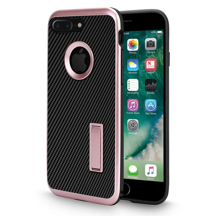 iPhone 7+ PLUS Cover, Schockproof Rugged Premium Style With Kick Stand Back Case (Diamond Series) (Rose Gold)