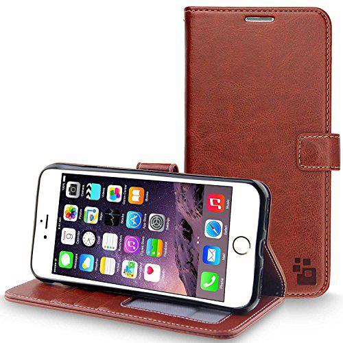 iPhone 8 Cover, goshopofy {Imported} Premium Leather Wallet Flip Case For iPhone 8 Cover (Royal Series - Brown)