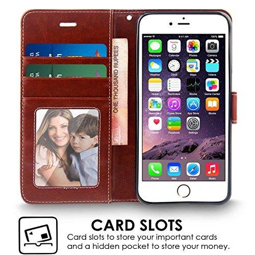 iPhone 8 Plus Cover, goshopofy {Imported} Premium Leather Wallet Flip Case For iPhone 8+ Cover (Royal Series - Brown)