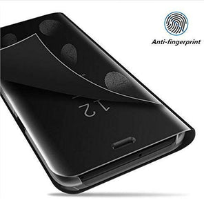 A30s Mirror Clear View Flip Phone Back Case for Samsung Galaxy A30s (Non-Sensor Black)
