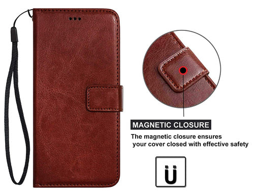 iPhone XS Max Flip Cover, goshopofy {Imported} Premium Leather Wallet Flip Case For iPhone XS Max Flip Cover (Royal Series - Brown)