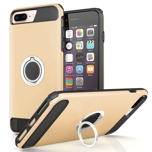 iPhone 8 Plus Cover, Protective Bumper W 360 Degrees Ring Kickstand Shockproof Defender Case For iPhone 8+