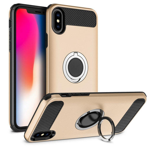 iPhone X Back Cover, Ring Holder Premium Hybrid Protective Frost Case for Apple iPhone X (Black/Gold)